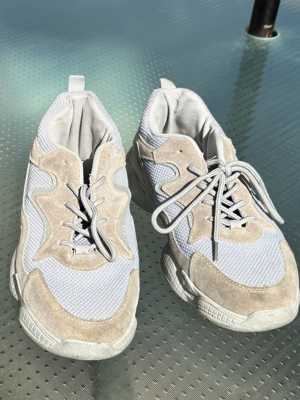 ASOS Beige and Light Gray Mesh & Suede Sneakers
